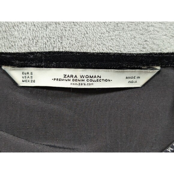 Zara Woman Tunic Dress Womens S Black Velvet Embroidered V Neck Boho Mini - Picture 6 of 10